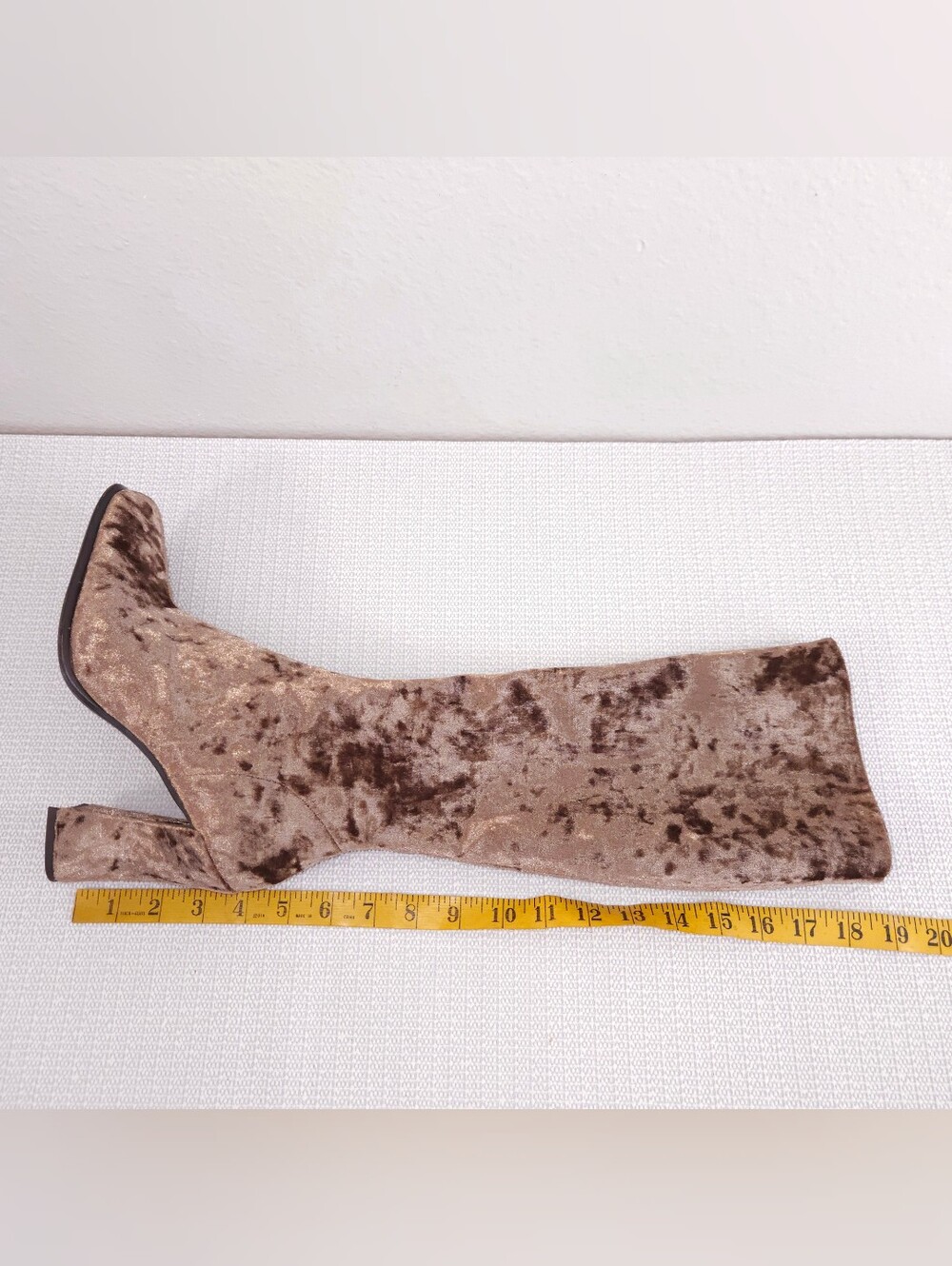 Jeffrey Campbell Naissance Velvet Boots US 8 Beige Tan Tall Heeled - Picture 10 of 12